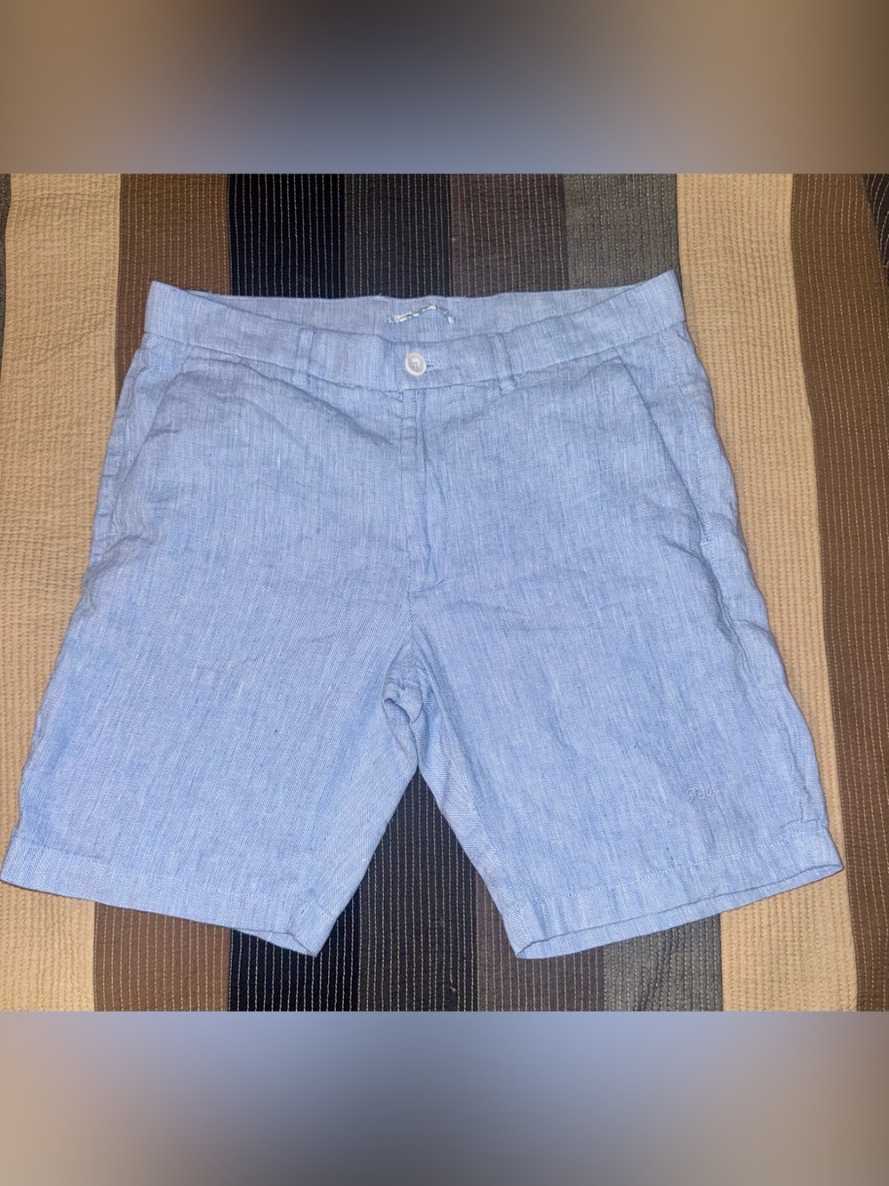 Porter & Ash Chambray Linen/Cotten Flat Front Shorts size 34